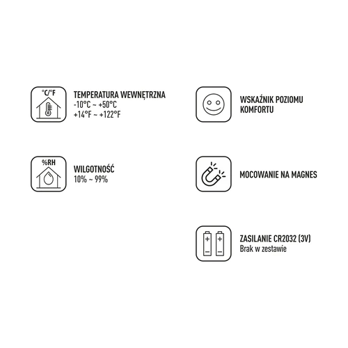 Електронен термометър с индикатор за комфорт, бял - 9