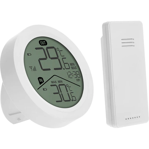 Електронен термометър Soens – с външен сензор, кръгъл, бял - 2