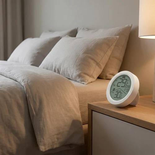 Електронен термометър Soens – с външен сензор, кръгъл, бял - 6