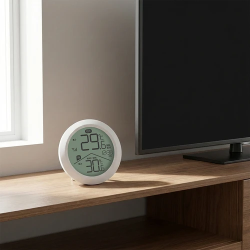 Електронен термометър Soens – с външен сензор, кръгъл, бял - 7