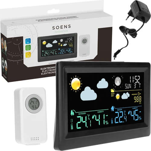 Електронна метеорологична станция – безжична, със сензор, черна - 7