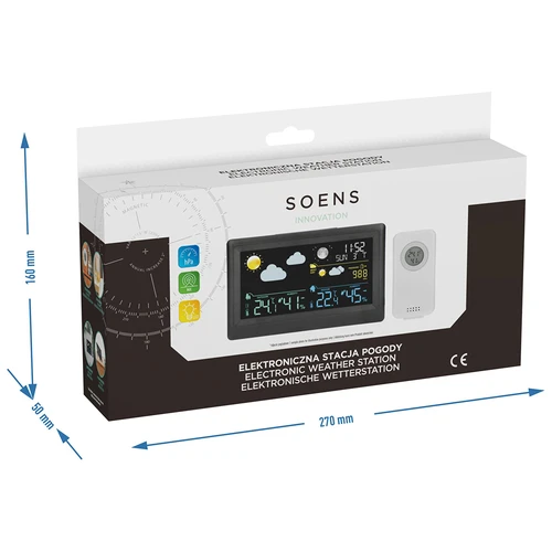 Електронна метеорологична станция – безжична, със сензор, черна - 14