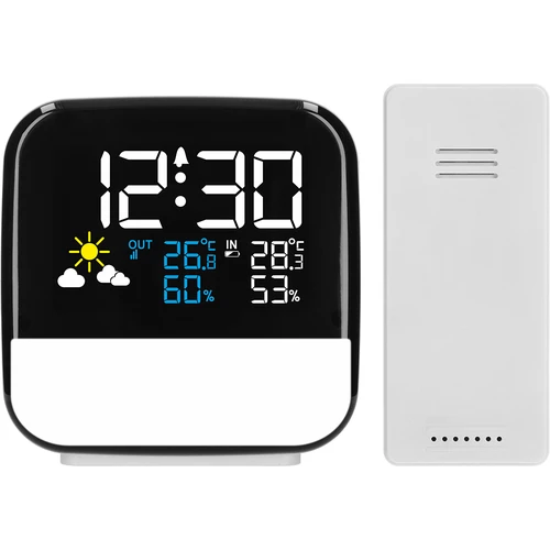 Електронна метеорологична станция Soens – с безжичен сензор, будилник и лампа - 2