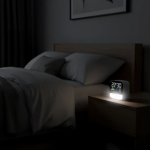 Електронна метеорологична станция Soens – с безжичен сензор, будилник и лампа - 6