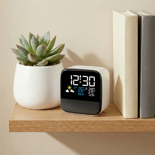 Електронна метеорологична станция Soens – с безжичен сензор, будилник и лампа - 5