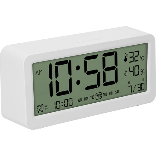 Електронна метеостанция Soens – бяла, с часовник и календар