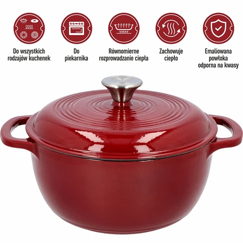 Емайлирана чугунена тенджера – бордо, 4 л - 5