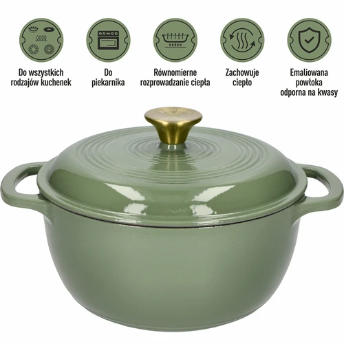 Емайлирана чугунена тенджера - цвят салвия, 4 L - 5