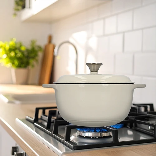 Емайлирана чугунена тенджера - екрю, 4 L - 9