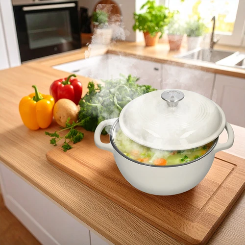 Емайлирана чугунена тенджера - екрю, 4 L - 7