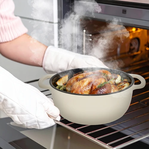 Емайлирана чугунена тенджера - екрю, 5,8 л - 8