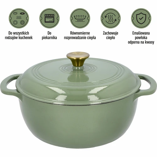 Емайлирана чугунена тенджера – салвия, 5,8 л - 5