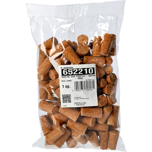 Естествена конусна коркова тапа fi16/21mm - агломерирана - 100 бр. - 3