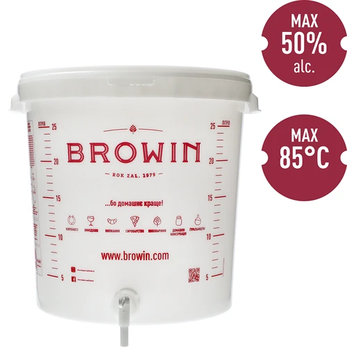 Ферментационен съд 30 л с капак, кранче и ферментационна тръбичка UA - 6