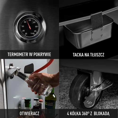 Газов грил dragON BBQ201, 18,8 kW, сребрист - 8