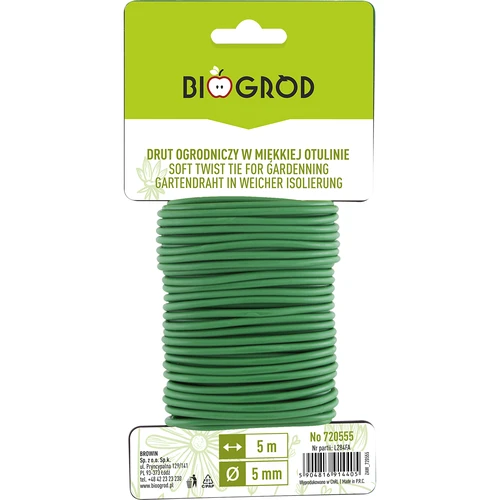 Градинска тел с мека обвивка 5 м x 5 мм
