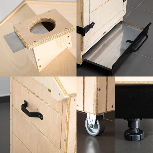 Камера за опушване от сертифициран шперплат, безрамкова, 200 л, с колела - 3