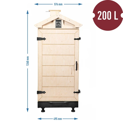 Камера за опушване от сертифициран шперплат, безрамкова, 200 л, с колела - 4