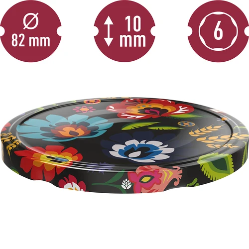 Капачка fi 82/6 Folk черна - 10 бр. - 3