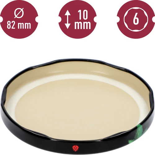 Капачка fi 82/6 плодове на черен фон - 10 бр. - 4