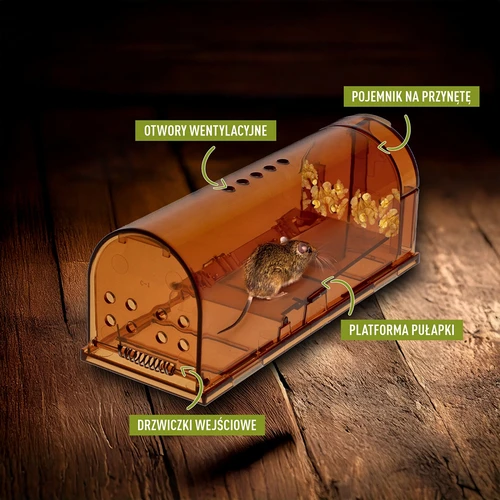 Капан за мишки – живоловка, прозрачна, 2 бр. - 5