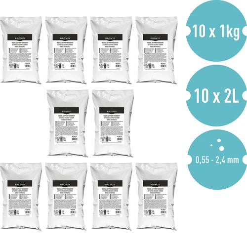 Кокосов активен въглен 1 кг x 10 - комплект - 2