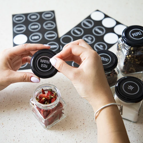 Комплект 12 x буркан 150 ml + 30 етикета за обозначаване на подправки - 12