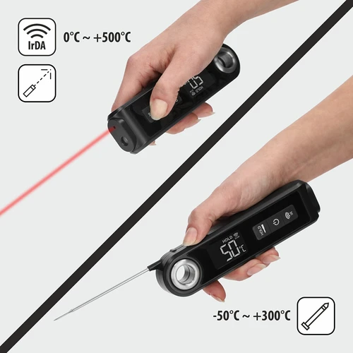 Кухненски инфрачервен термометър, компактен, със сгъваема сонда - 6