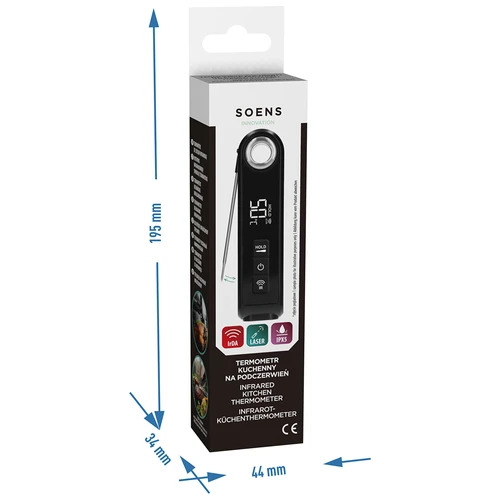 Кухненски инфрачервен термометър, компактен, със сгъваема сонда - 12