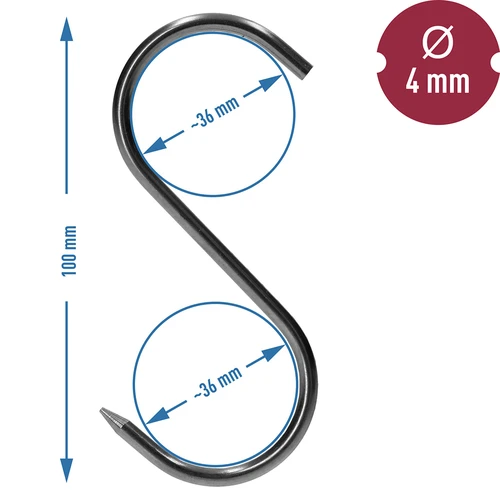 Куки за пушене – S, заострени, 4 мм x 100 мм, 5 бр. - 6