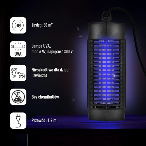 Лампа против насекоми Manhattan UVA 6 W, черна - 7