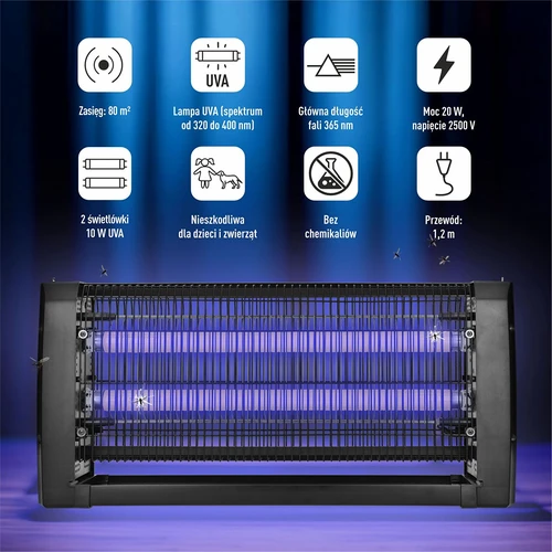 Лампа против насекоми UVA 20 W, черна - 6
