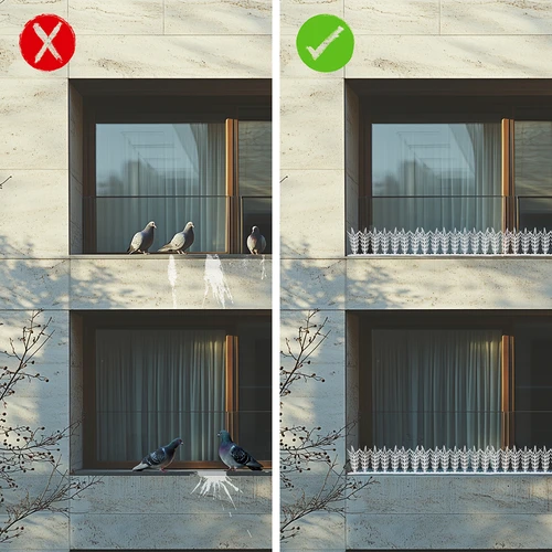 Ленти с шипове за прогонване на птици, декоративни, бели - от пластмаса, 6 бр. - 7