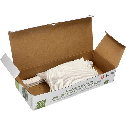 Ленти с шипове за прогонване на птици, декоративни, бели - от пластмаса, 6 бр. - 8