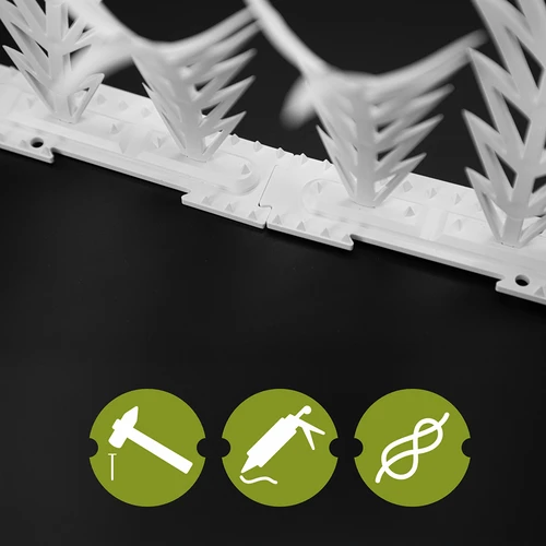 Ленти с шипове за прогонване на птици, декоративни, бели - от пластмаса, 6 бр. - 6