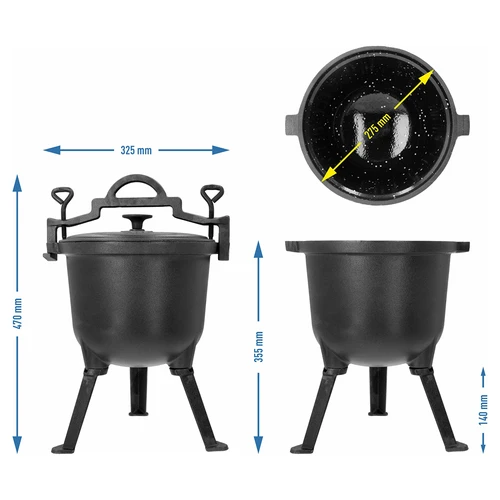 Ловджийско чугунено котле с емайлирана вътрешност, 8 л - 5