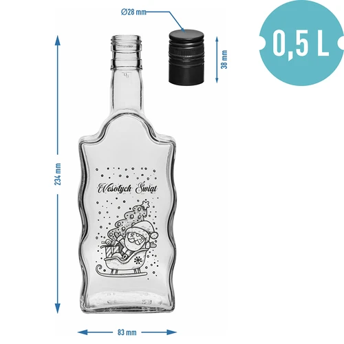 Бутилка Klasztorna 500 ml с винтова капачка, принт „Дядо Коледа“, 1 бр. - 5