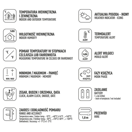 Метеорологична станция – електронна, със сонда, бяла - 6