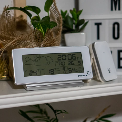 Метеорологична станция RCC, DCF – електронна, безжична, с подсветка на сензора, бяла - 10