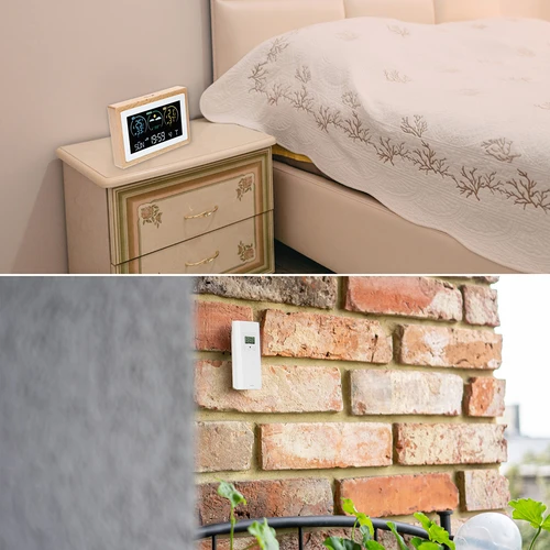 Метеостанция (RCC,DCF) - електронна, безжична, с подсветка, сензор, бяла - 11