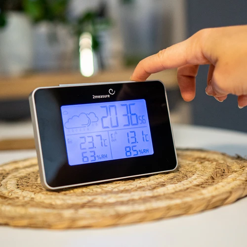 Метеостанция RCC – електронна, безжична, с осветен сензор, черна - 14