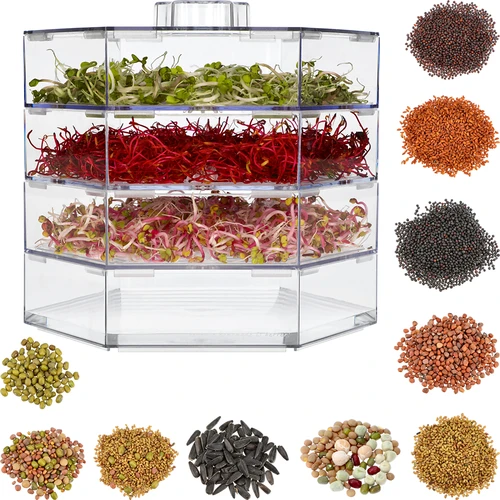 Многоетажен уред за покълване Niezłe Ziółko + 10 опаковки семена - 2