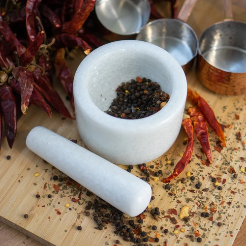 Мраморно кухненско хаванче, бяло, Ø 10 см - 11