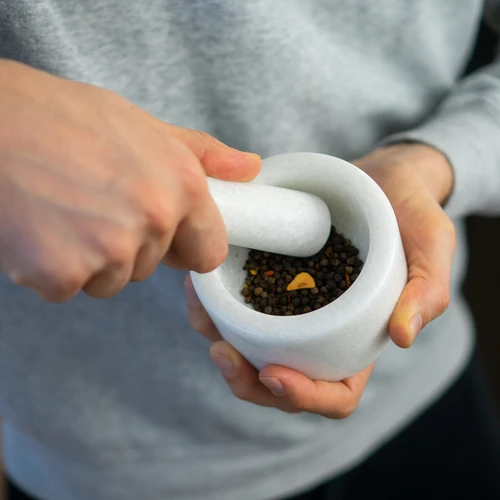 Мраморно кухненско хаванче, бяло, Ø 10 см - 13