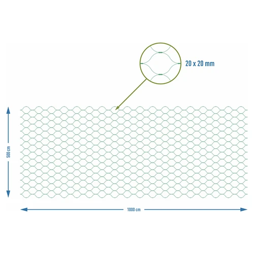 Мрежа за защита от птици, зелена, 5 m x 10m - 7
