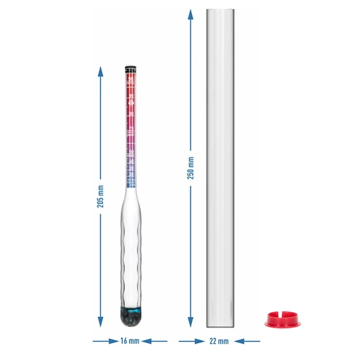 Нечуплив алкохолометър с пробирка, диапазон на измерване 20-98% - 7