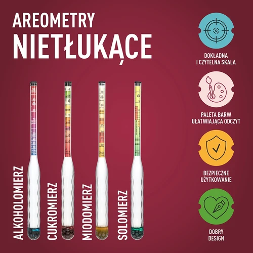 Нечуплив ареометър за медовина с пробирка, обхват на измерване 10–50°Blg - 7