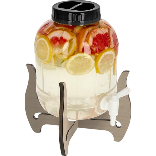 Нечуплив буркан 5 л с кранче и двустранна дървена стойка - 3