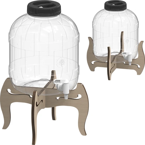 Нечуплив буркан 8 л с кранче и двустранна дървена стойка - 5