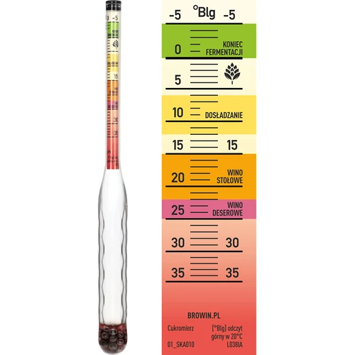 Неразбиваем захаромер с пробирка, обхват на измерване: -5-35°Blg - 4